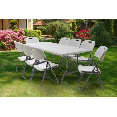 Τραπέζι catering-συνεδρίου Aprilia λευκό μονοκόμματη επιφάνεια 183x76x74εκ Υλικό: HDPE SURFACE - METALLIC LEGS 142-000001