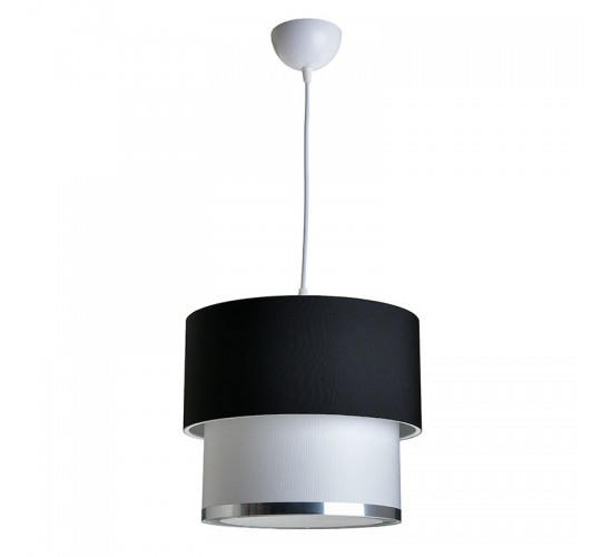 Φωτιστικό οροφής μονόφωτο PWL-0963 Ε27 μαύρο-λευκό Φ30x55εκ Υλικό: PVC - FABRIC 147-000010