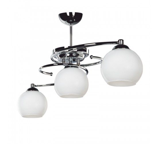 Φωτιστικό οροφής τρίφωτο PWL-0966 Ε27 ασημί-λευκό 80x27x34.5εκ Υλικό: METAL - GLASS 147-000015