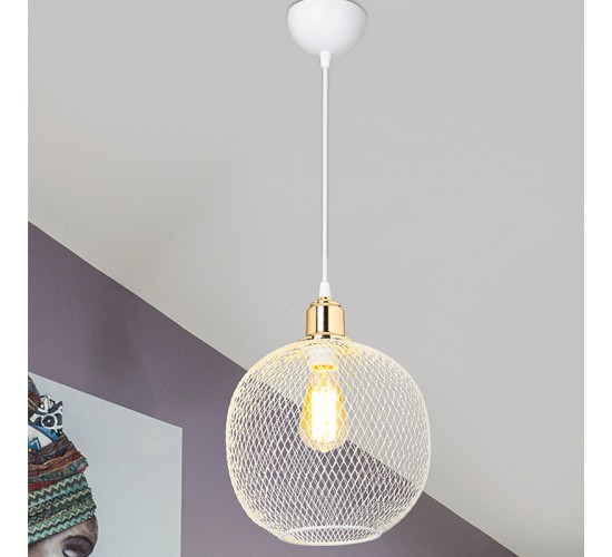 Φωτιστικό οροφής μονόφωτο PWL-0977 Ε27 λευκό-χρυσό Φ26x33εκ Υλικό: METAL 147-000035