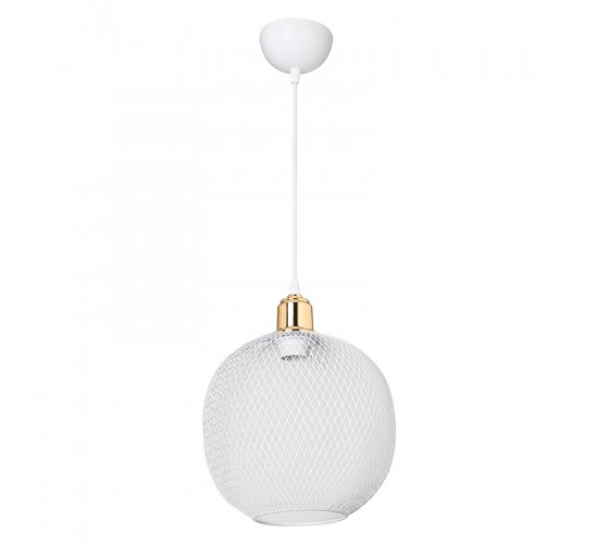 Φωτιστικό οροφής μονόφωτο PWL-0977 Ε27 λευκό-χρυσό Φ26x33εκ Υλικό: METAL 147-000035