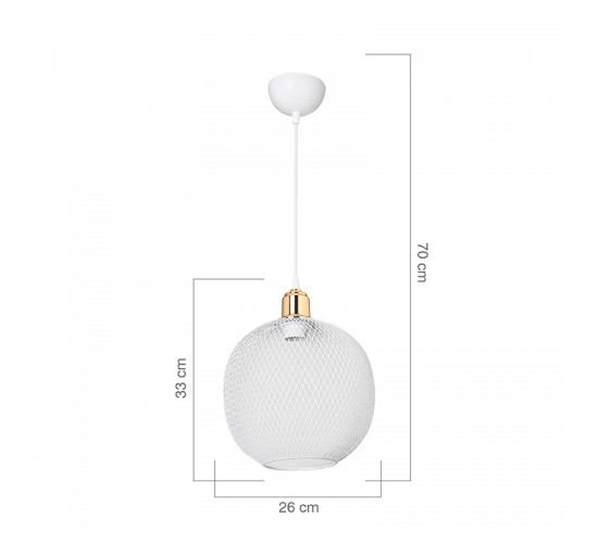 Φωτιστικό οροφής μονόφωτο PWL-0977 Ε27 λευκό-χρυσό Φ26x33εκ Υλικό: METAL 147-000035