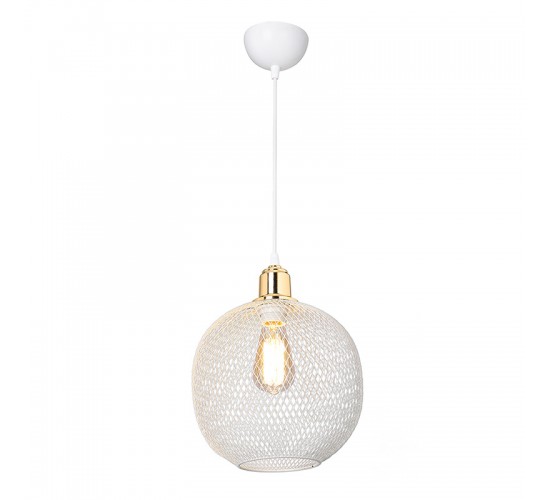 Φωτιστικό οροφής μονόφωτο PWL-0977 Ε27 λευκό-χρυσό Φ26x33εκ Υλικό: METAL 147-000035