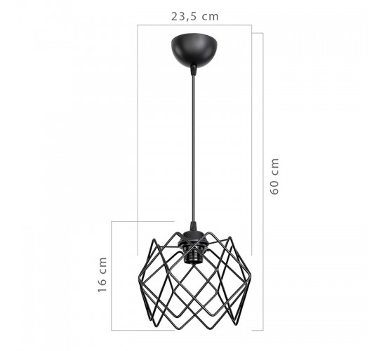 Φωτιστικό οροφής μονόφωτο PWL-1021 Ε27 μαύρο Φ23.5x16εκ Υλικό: METAL 147-000037