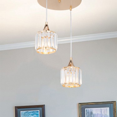 Φωτιστικό οροφής δίφωτο PWL-1025 Ε27 χρυσό-γυαλί Φ30x70εκ Υλικό: METAL GLASS 147-000041