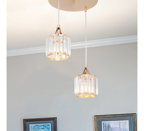 Φωτιστικό οροφής δίφωτο PWL-1025 Ε27 χρυσό-γυαλί Φ30x70εκ Υλικό: METAL GLASS 147-000041