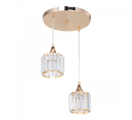 Φωτιστικό οροφής δίφωτο PWL-1025 Ε27 χρυσό-γυαλί Φ30x70εκ Υλικό: METAL GLASS 147-000041