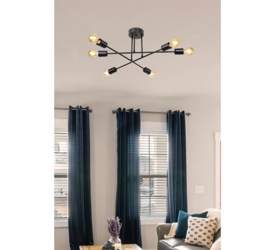 Φωτιστικό οροφής εξάφωτο PWL-1122 Ε27 μαύρο Φ61x25εκ Υλικό: METAL 147-000069