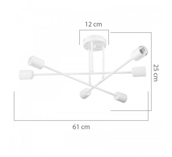 Φωτιστικό οροφής εξάφωτο PWL-1122 Ε27 χρυσό Φ61x25εκ Υλικό: METAL 147-000071