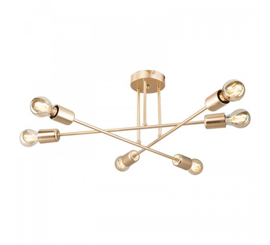 Φωτιστικό οροφής εξάφωτο PWL-1122 Ε27 χρυσό Φ61x25εκ Υλικό: METAL 147-000071