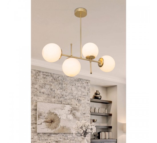 Φωτιστικό οροφής τετράφωτο PWL-1128 Ε27 χρυσό 70x20x35εκ Υλικό: GLASS - METAL 147-000078