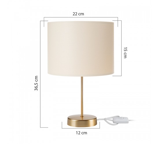 Επιτραπέζιο φωτιστικό PWL-1183 Ε27 κρεμ-χρυσό Φ22x36.5εκ Υλικό: METAL - FABRIC 147-000100