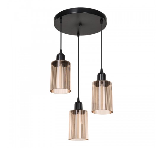 Φωτιστικό οροφής τρίφωτο PWL-1195 Ε27 μαύρο-amber Φ30x80εκ Υλικό: METAL 147-000121