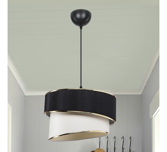 Φωτιστικό οροφής μονόφωτο Loopy Ε27 μαύρο-λευκό Φ30x18εκ Υλικό: FABRIC 147-000133