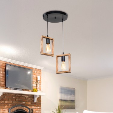 Φωτιστικό οροφής δίφωτο Isolate Ε27 καρυδί Φ43x83εκ Υλικό: WOOD 147-000137