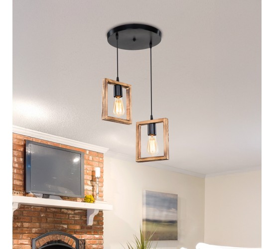 Φωτιστικό οροφής δίφωτο Isolate Ε27 καρυδί Φ43x83εκ Υλικό: WOOD 147-000137