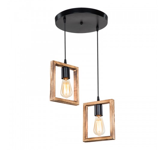 Φωτιστικό οροφής δίφωτο Isolate Ε27 καρυδί Φ43x83εκ Υλικό: WOOD 147-000137