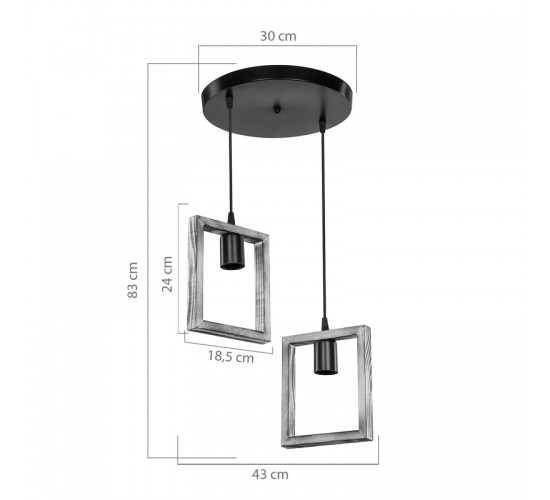 Φωτιστικό οροφής δίφωτο Isolate Ε27 καρυδί Φ43x83εκ Υλικό: WOOD 147-000137