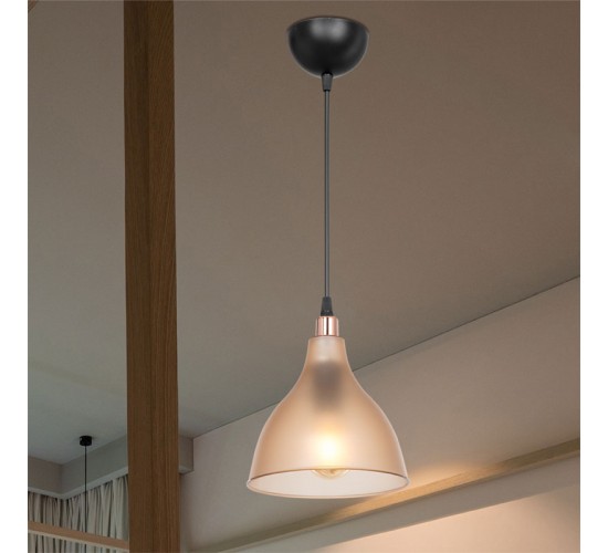 Φωτιστικό οροφής μονόφωτο Orazio Ε27 μελί-μαύρο Φ18.5x22εκ Υλικό: PL 147-000152