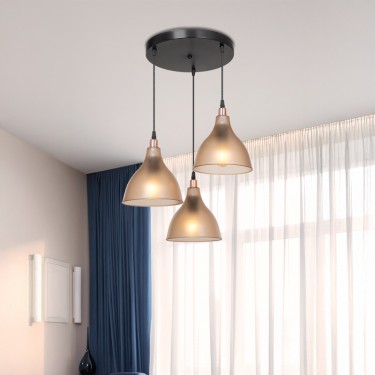 Φωτιστικό οροφής τρίφωτο Orazio Ε27 μελί-μαύρο Φ40x80εκ Υλικό: PL 147-000153