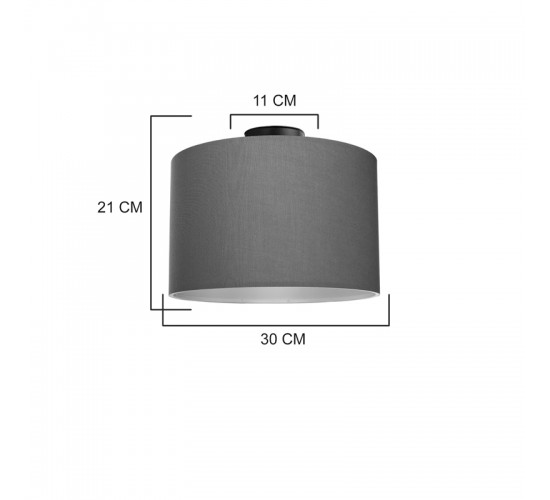 Φωτιστικό οροφής μονόφωτο Momoa ύφασμα σε γκρι απόχρωση Φ30x21εκ Υλικό: FABRIC - METAL 147-000164