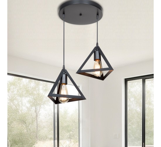 Φωτιστικό οροφής δίφωτο Kecha pp σε μαύρη απόχρωση Φ50x60εκ Υλικό: ABS PLASTIC 147-000167