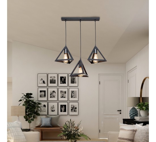 Φωτιστικό οροφής τρίφωτο Lich pp σε μαύρη απόχρωση 60x24x75εκ Υλικό: ABS PLASTIC 147-000168