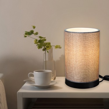 Επιτραπέζιο φωτιστικό Fana ύφασμα σε γκρι απόχρωση Φ14x21εκ Υλικό: FABRIC 147-000180