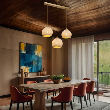 Φωτιστικό οροφής τρίφωτο PWL-0973 II Ε27 χρυσό 50x18x85εκ Υλικό: PLASTIC & ROPE 147-000186