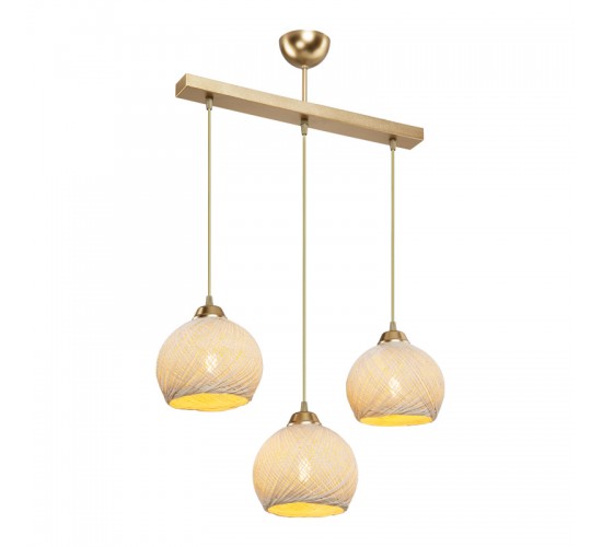 Φωτιστικό οροφής τρίφωτο PWL-0973 II Ε27 χρυσό 50x18x85εκ Υλικό: PLASTIC & ROPE 147-000186