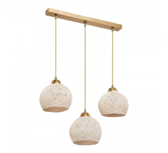Φωτιστικό οροφής τρίφωτο PWL-0973 II Ε27 χρυσό 50x18x85εκ Υλικό: PLASTIC & ROPE 147-000186