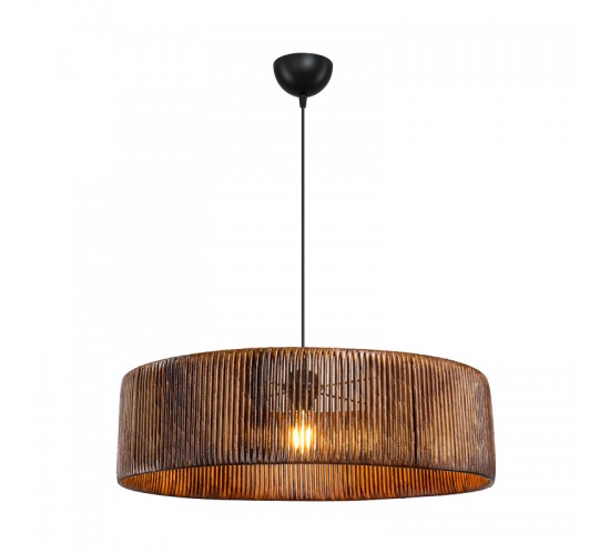 Φωτιστικό οροφής μονόφωτο Tebaha Ε27 σε καφέ απόχρωση Φ55x20εκ Υλικό: paper rope 147-000190