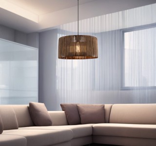 Φωτιστικό οροφής μονόφωτο Lambu Ε27 σε καφέ απόχρωση Φ40x20εκ Υλικό: paper rope 147-000191