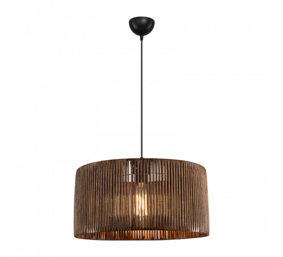 Φωτιστικό οροφής μονόφωτο Lambu Ε27 σε καφέ απόχρωση Φ40x20εκ Υλικό: paper rope 147-000191