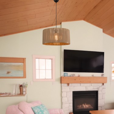 Φωτιστικό οροφής μονόφωτο Lambu Ε27 σε φυσική απόχρωση Φ40x20εκ Υλικό: paper rope 147-000192