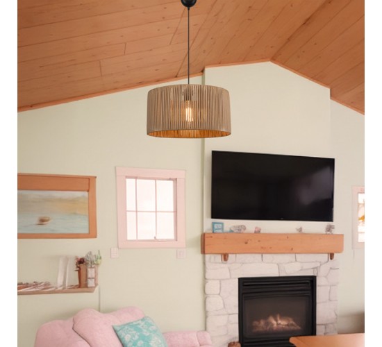 Φωτιστικό οροφής μονόφωτο Lambu Ε27 σε φυσική απόχρωση Φ40x20εκ Υλικό: paper rope 147-000192