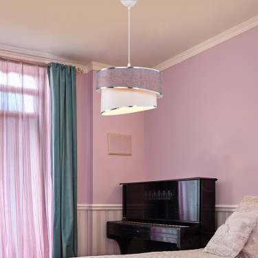 Φωτιστικό οροφής μονόφωτο Loopy Ε27 μωβ-λευκό Φ30x18εκ Υλικό: FABRIC 147-000193