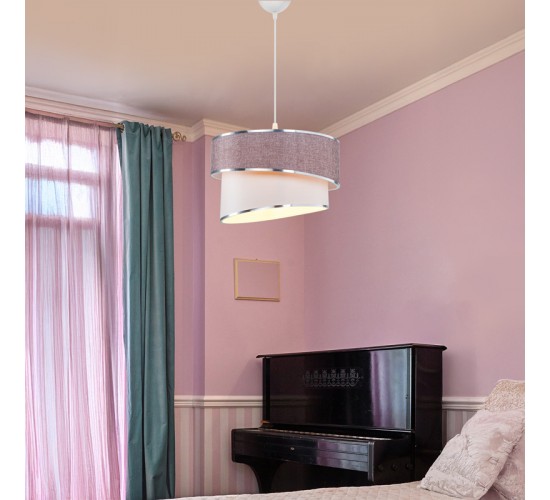 Φωτιστικό οροφής μονόφωτο Loopy Ε27 μωβ-λευκό Φ30x18εκ Υλικό: FABRIC 147-000193