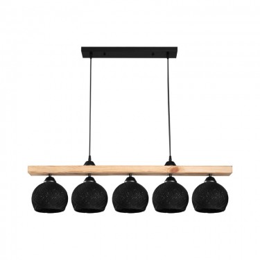 Φωτιστικό οροφής πεντάφωτο Salote Ε27 σε καφέ-μαύρη απόχρωση 100x18x24εκ Υλικό: WOOD & ROPE 147-000198