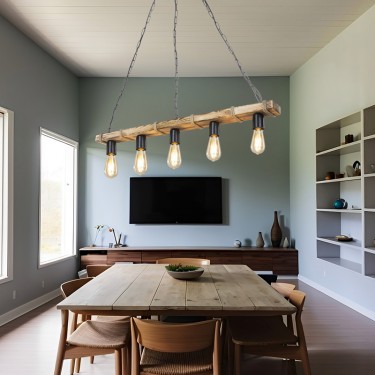 Φωτιστικό οροφής πεντάφωτο Lagoon Ε27 σε καφέ απόχρωση 100x8.5x10.5εκ Υλικό: WOOD 147-000202