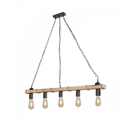 Φωτιστικό οροφής πεντάφωτο Lagoon Ε27 σε καφέ απόχρωση 100x8.5x10.5εκ Υλικό: WOOD 147-000202