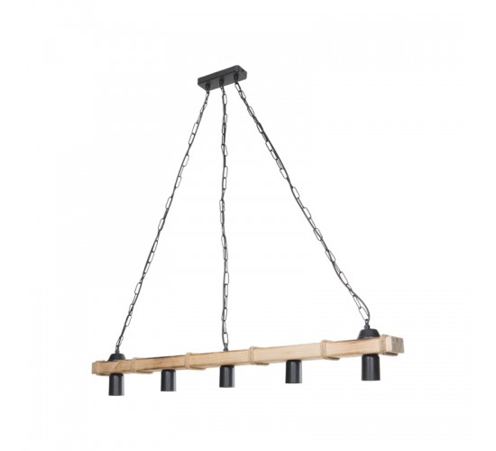 Φωτιστικό οροφής πεντάφωτο Lagoon Ε27 σε καφέ απόχρωση 100x8.5x10.5εκ Υλικό: WOOD 147-000202