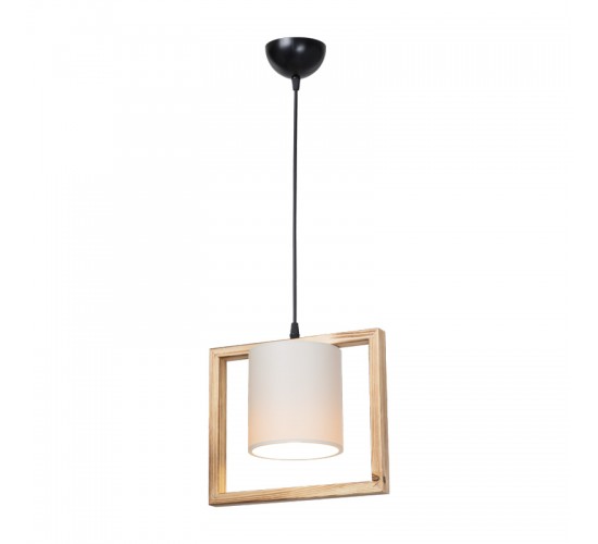 Φωτιστικό οροφής μονόφωτο Sereda Ε27 σε καφέ-cream απόχρωση 28x14x27εκ Υλικό: WOOD & PVC FABRIC 147-000203