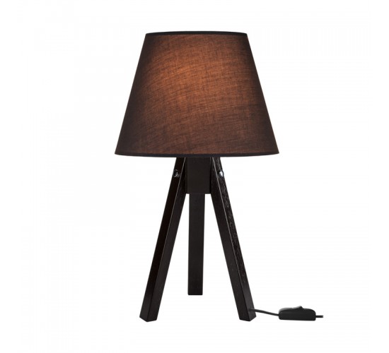 Επιτραπέζιο φωτιστικό Adeck Ε27 σε καφέ-γκρι απόχρωση Φ25x45εκ Υλικό: WOOD - FABRIC 147-000209