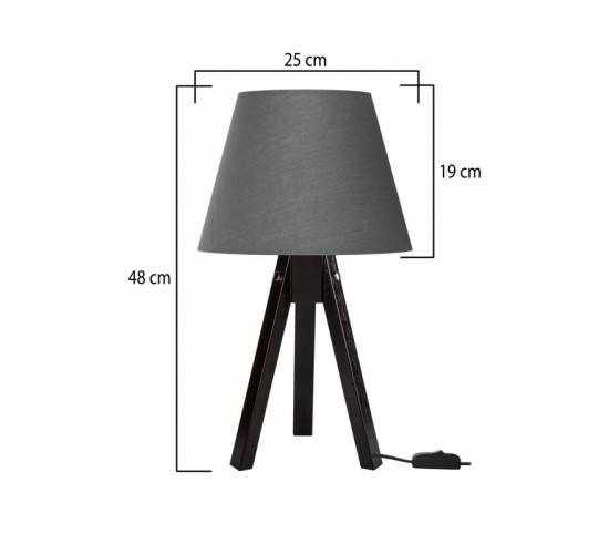 Επιτραπέζιο φωτιστικό Adeck Ε27 σε καφέ-γκρι απόχρωση Φ25x45εκ Υλικό: WOOD - FABRIC 147-000209