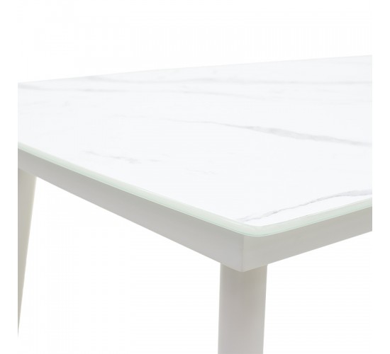 Τραπέζι κήπου Zeren μέταλλο λευκό-γυαλί 160x90x78εκ Υλικό: GLASS -METAL 151-000005