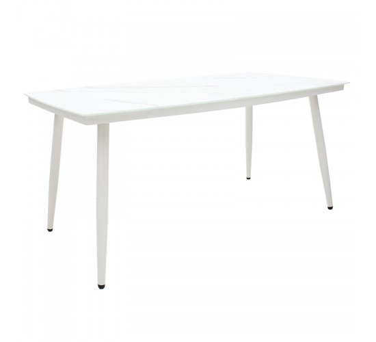 Τραπέζι κήπου Zeren μέταλλο λευκό-γυαλί 160x90x78εκ Υλικό: GLASS -METAL 151-000005