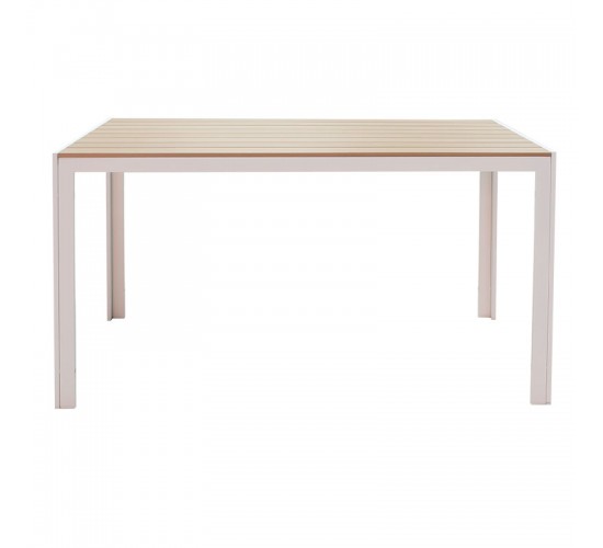 Τραπέζι Nares αλουμίνιο λευκό-plywood φυσικό 140x80x72.5εκ Υλικό: ALUMINIUM - PLYWOOD 152-000004 Τραπέζι Nares αλουμίνιο λευκό-plywood φυσικό 140x80x72.5εκ Υλικό: ALUMINIUM - PLYWOOD 152-000004