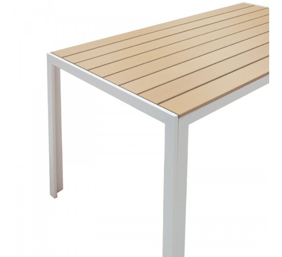 Τραπέζι Nares αλουμίνιο λευκό-plywood φυσικό 140x80x72.5εκ Υλικό: ALUMINIUM - PLYWOOD 152-000004 Τραπέζι Nares αλουμίνιο λευκό-plywood φυσικό 140x80x72.5εκ Υλικό: ALUMINIUM - PLYWOOD 152-000004