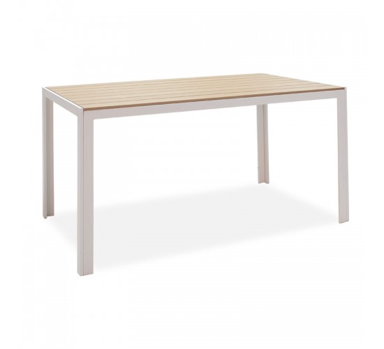 Τραπέζι Nares αλουμίνιο λευκό-plywood φυσικό 140x80x72.5εκ Υλικό: ALUMINIUM - PLYWOOD 152-000004 Τραπέζι Nares αλουμίνιο λευκό-plywood φυσικό 140x80x72.5εκ Υλικό: ALUMINIUM - PLYWOOD 152-000004